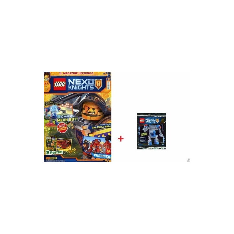 LEGO NEXO KNIGHTS RIVISTA MAGAZINE NR. 6 IN ITALIANO + POLYBAG MECH BOT