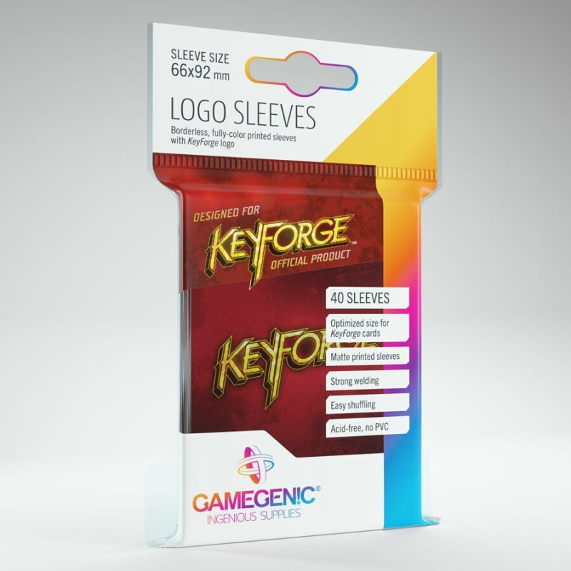 KEYFORGE RED LOGO SLEEVES 40 BUSTINE ROSSO 66X92mm