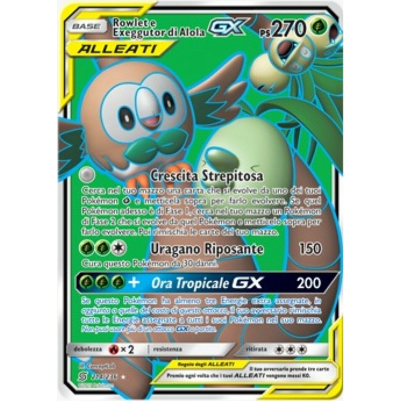 ROWLET EXEGGUTOR DI ALOLA GX 214/236 SINTONIA MENTALE Pokémon RARA OLO ITA MINT