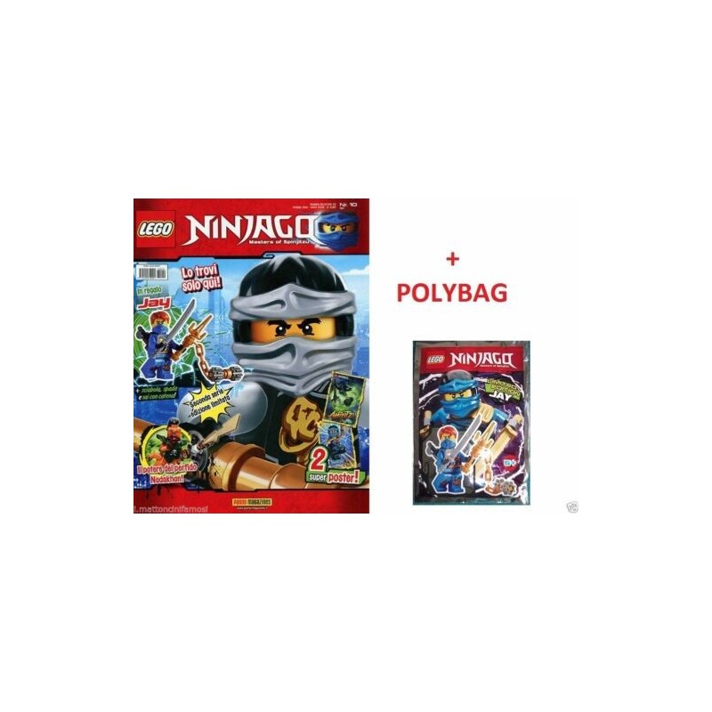 LEGO NINJAGO RIVISTA MAGAZINE NR. 10 IN ITALIANO + POLYBAG JAY NUOVO SIGILLATO