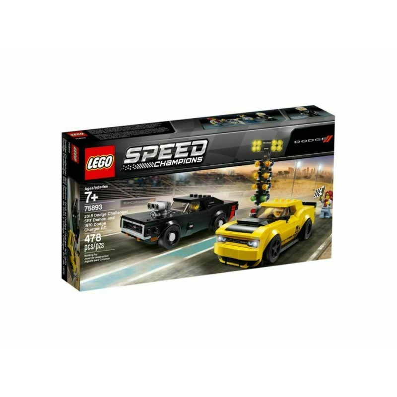 LEGO SPEED CHAMPIONS 75893 2018 DODGE CHALLENGER SRT DEMON 1970 DODGE CHARGER RT