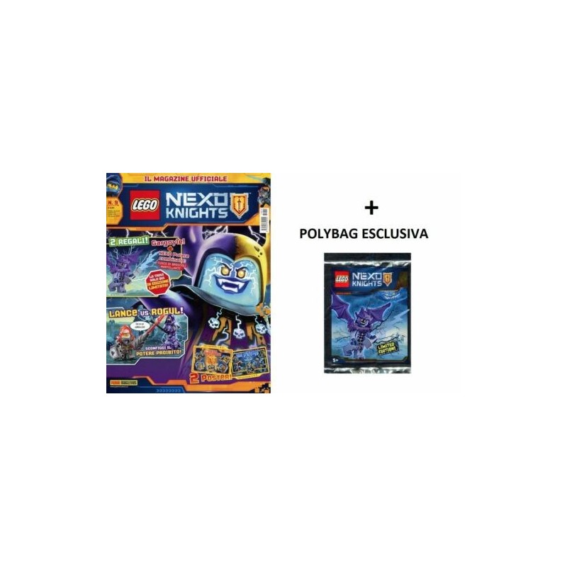 LEGO NEXO KNIGHTS RIVISTA MAGAZINE N. 9 IN ITALIANO + POLYBAG GARGOYLE SIGILLATO