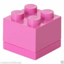 LEGO CONTENITORE ROSA DEEP PINK 2X2 LUNCH MINI BOX BATTESIMO COMUNIONE CONFETTI