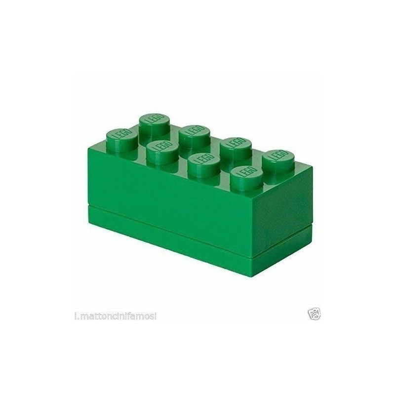 LEGO CONTENITORE VERDE GREEN 2X4 LUNCH MINI BOX BATTESIMO COMUNIONE CONFETTI