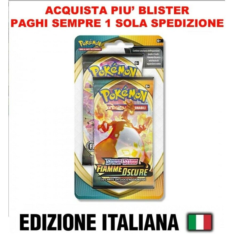 POKEMON Spada e Scudo FIAMME OSCURE blister promo 2 bustine Celebration 14/08/20 POKEMON Spada e Scudo FIAMME OSCURE blister promo 2 bustine Celebration 14/08/20