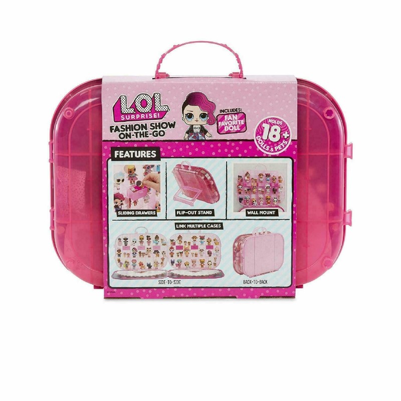 LOL SURPRISE FASHION SHOW ON-THE-GO 4 IN 1 CON BAMBOLA PETS ACCESSORI ROSA SCURO