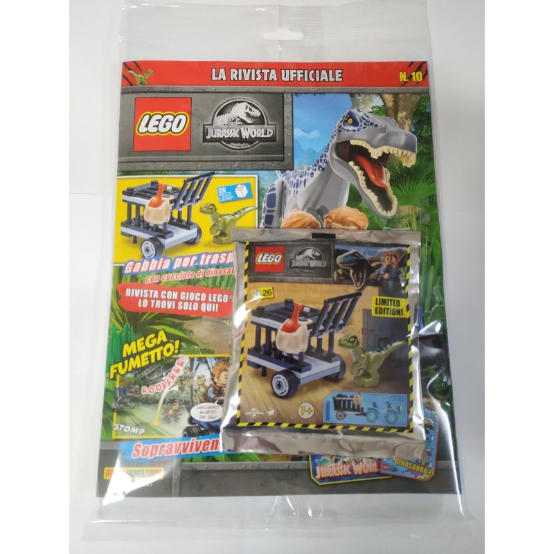LEGO JURASSIC WORLD RIVISTA MAGAZINE NR 10 IN ITALIANO + POLYBAG