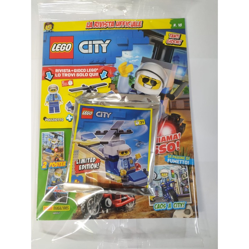 LEGO CITY RIVISTA MAGAZINE NR 18 ITALIANO + POLYBAG  MINIFIGURE LIMITED EDITION