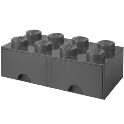 LEGO STORAGE SCATOLA CONTENITORE GIGANTE CON CASSETTO GRIGIO SCURO DARK GREY 2X4