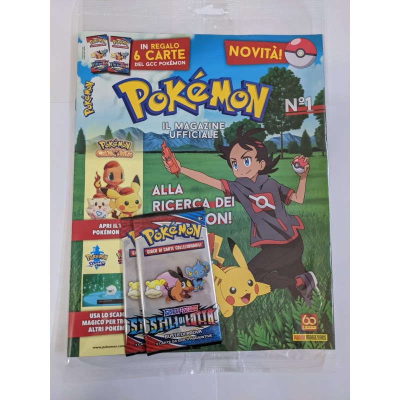 POKEMON MAGAZINE 1 RIVISTA con 6 CARTE DEL GCC SPADA E SCUDO STILE DI LOTTA