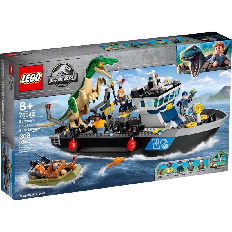 LEGO 76942 JURASSIC WORLD FUGA SULLA BARCA DAI DINOSAURI BARYONYX SETTEMBRE 2021