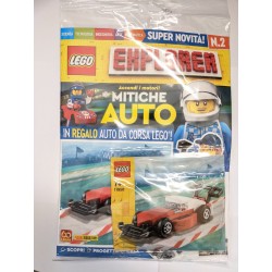 LEGO EXPLORER MAGAZINE 2 CON POLYBAG 11950 ESCLUSIVA AUTO DA CORSA - PANINI