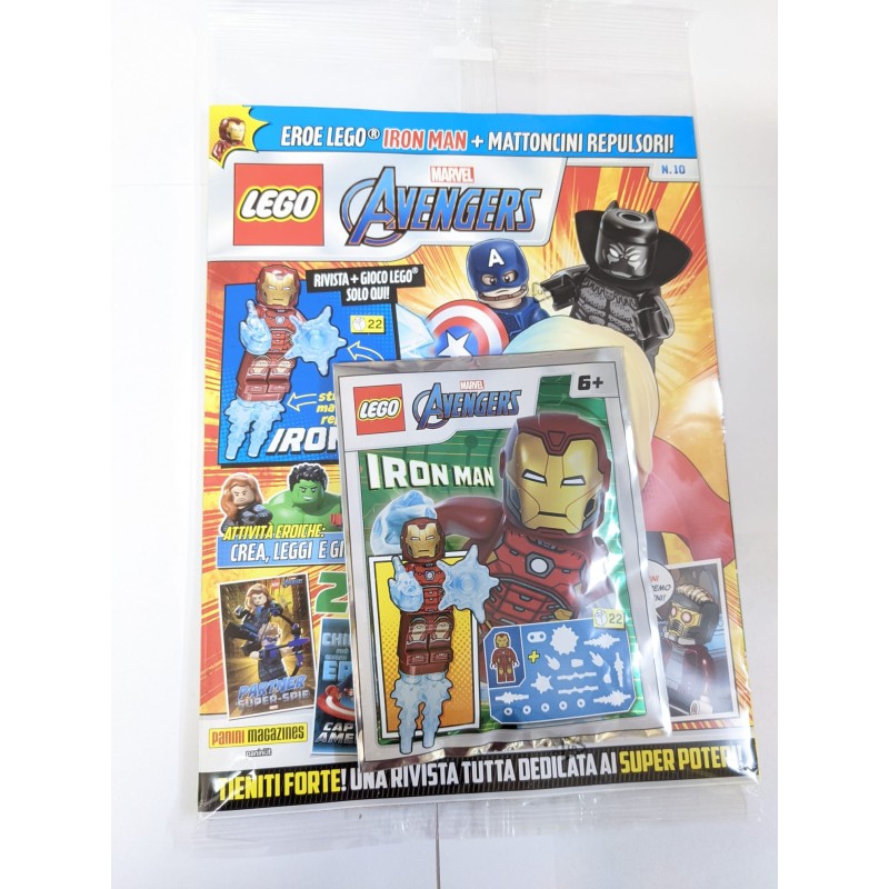 LEGO AVENGERS MAGAZINE 10 + POLIBAG BLACK IRON MAN MINIFIGURE ESCLUSIVA