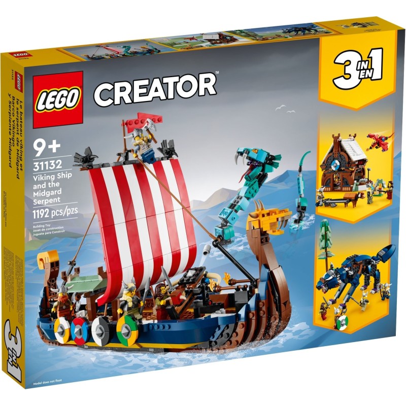 LEGO 31132 CREATOR - CREATOR EXPERT NAVE VICHINGA E JÖRMUNGANDR GIUGNO 2022