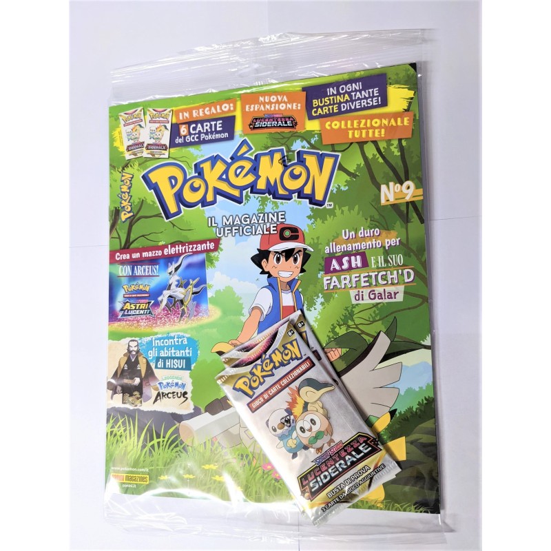 POKEMON MAGAZINE 9 CON 6 CARTE DEL GCC POKEMON SPADA E SCUDO LUCENTEZZA SIDERALE