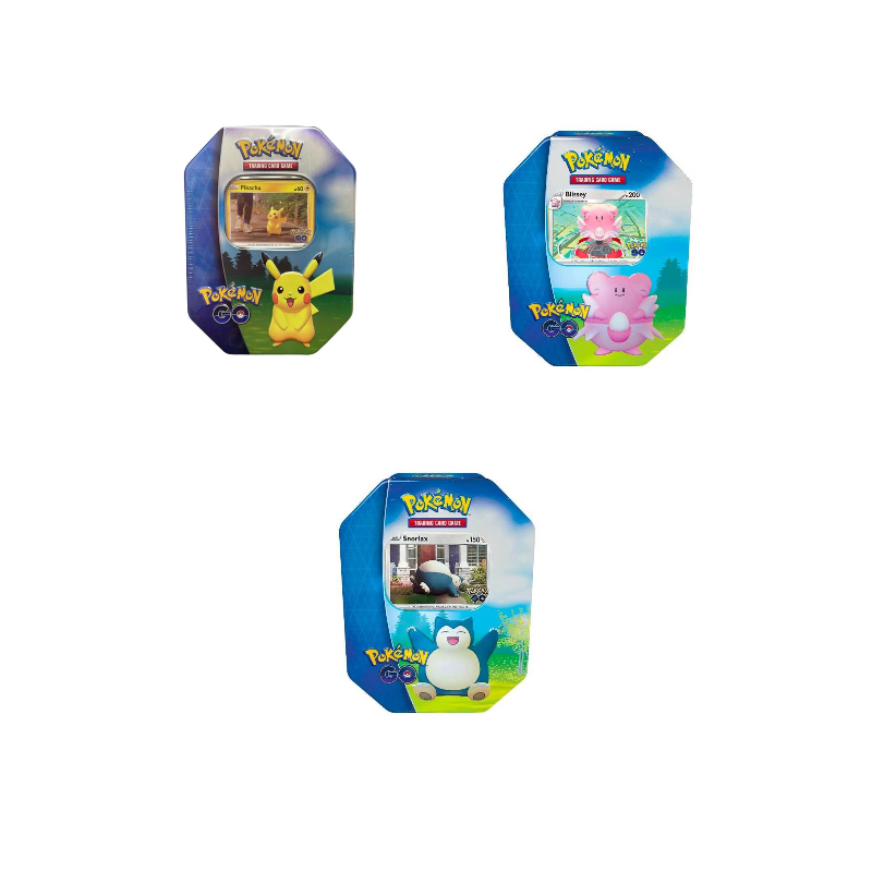 POKEMON 3 TIN DA COLLEZIONE 10.5 POKEMON GO PIKACHU - SNORLAX - BLISSEY