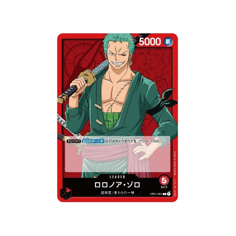 One Piece Card Game OP01-001 L RORONOA ZORO Romance Dawn Holo Japanese LEADER