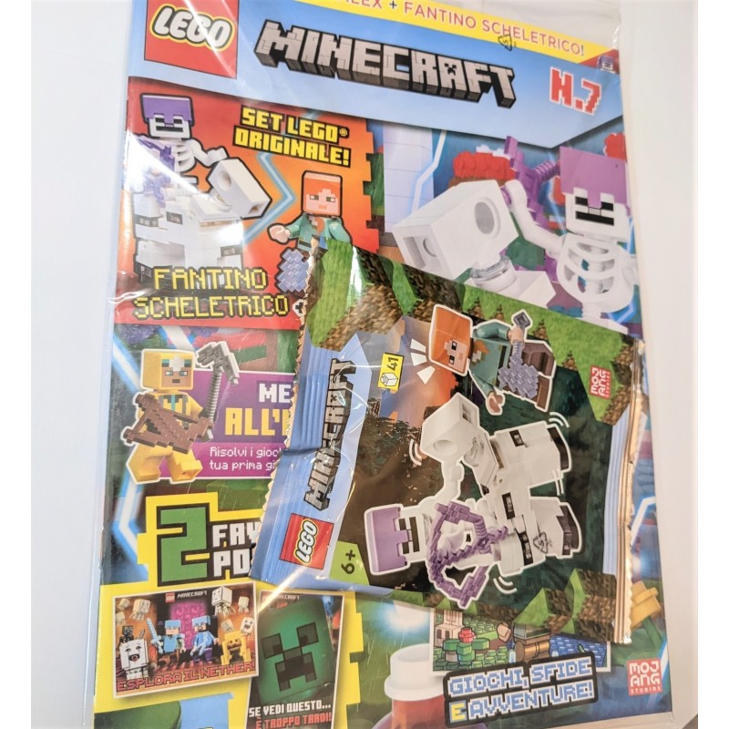 LEGO MINECRAFT RIVISTA 7 + POLYBAG ESCLUSIVA CON FANTINO SCHELETRICO + ALEX