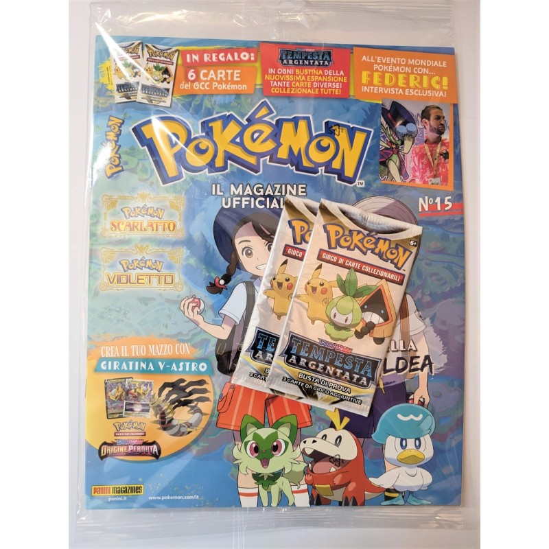 POKEMON MAGAZINE 15 RIVISTA + 6 CARTE DEL GCC POKEMON TEMPESTA ARGENTATA