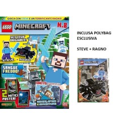 LEGO MINECRAFT RIVISTA MAGAZINE N. 8 IN ITALIANO + POLYBAG STEVE + RAGNO