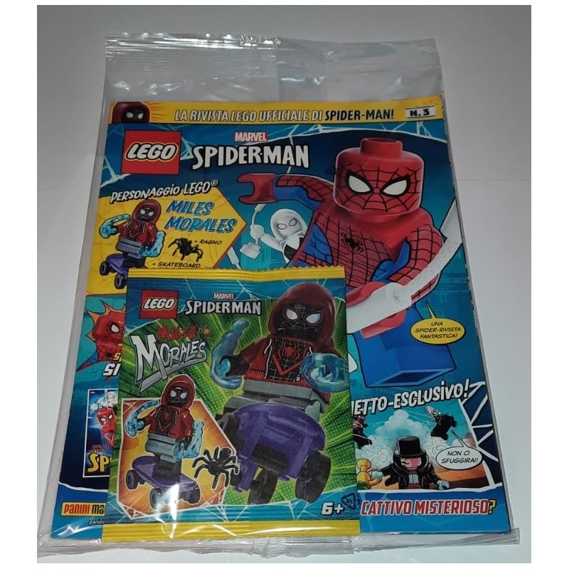 LEGO SPIDERMAN RIVISTA MAGAZINE 3 ITALIANO + POLYBAG MILES MORALES CON SKATE