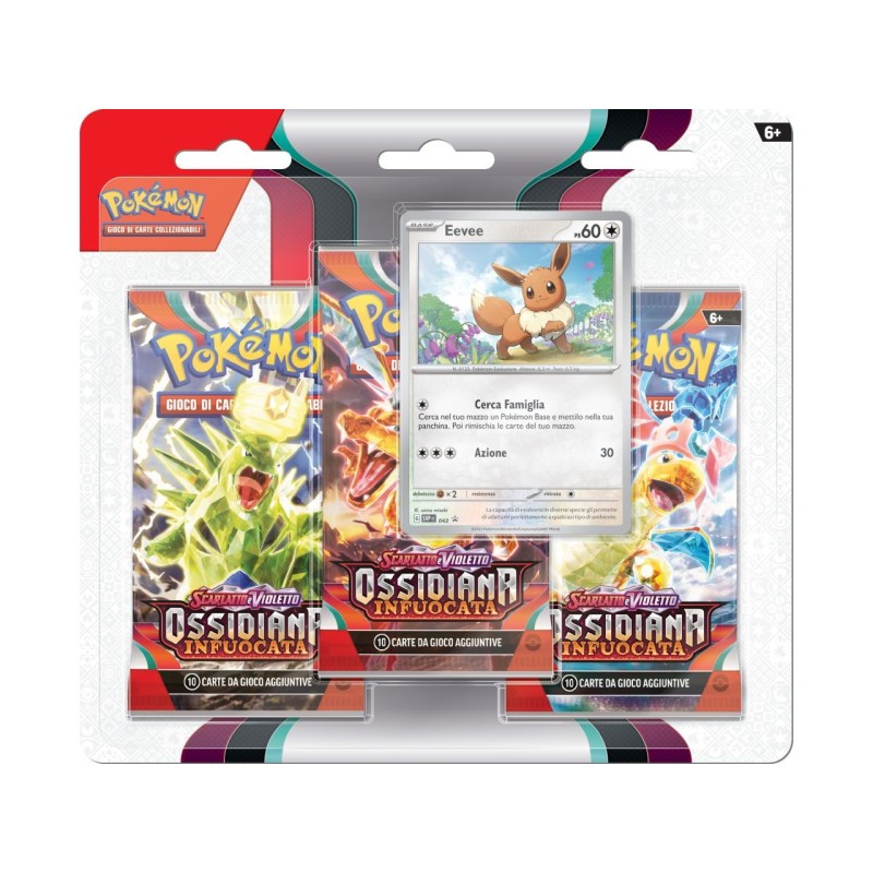 POKEMON EEVEE SCARLATTO E VIOLETTO SV3 OSSIDIANA INFUOCATA 3 PACK BLISTER (IT)