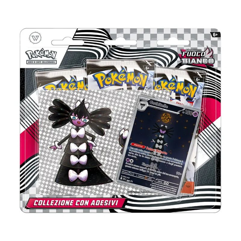 POKEMON SV10.5 COLLEZIONE CON ADESIVI BLISTER 3 BUSTE FUOCO BIANCO