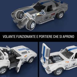 Mattel Brick Shop Hot Wheels,set da costruire, Corvette Grand Sport, 918 pezzi