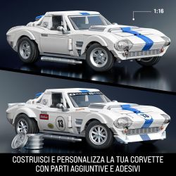 Mattel Brick Shop Hot Wheels,set da costruire, Corvette Grand Sport, 918 pezzi
