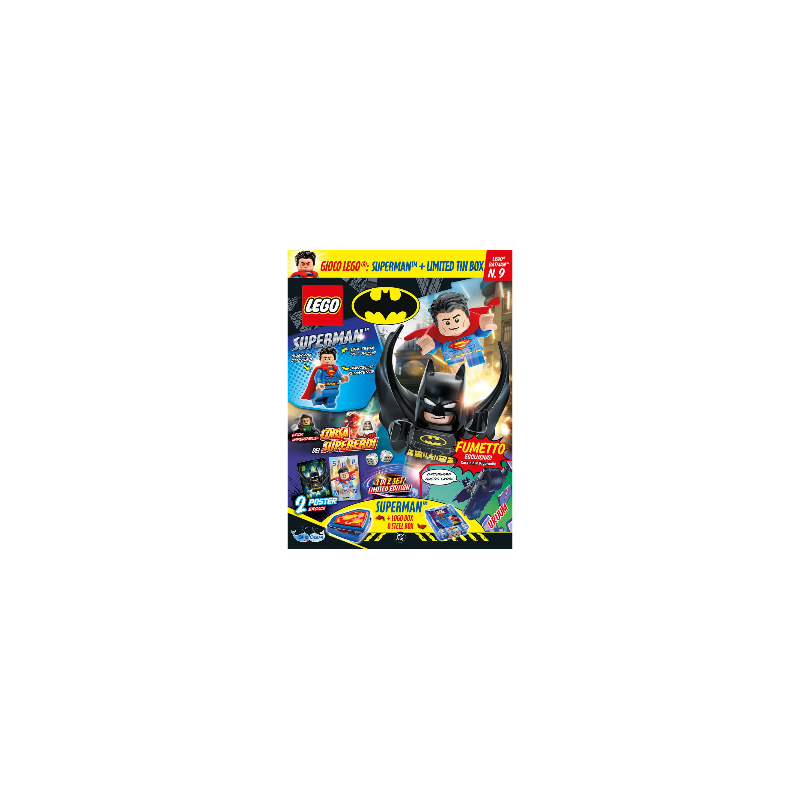 LEGO BATMAN RIVISTA MAGAZINE NR 9 IN ITALIANO + LOGO BOX SUPERMAN LIMITED EDITION9772975171009