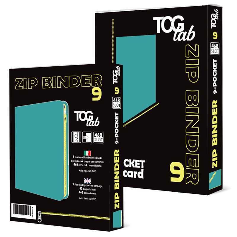 ALBUM 468 CARTE TcgLab 9-Pocket Trading card binder with zipper Celeste - zip gialla