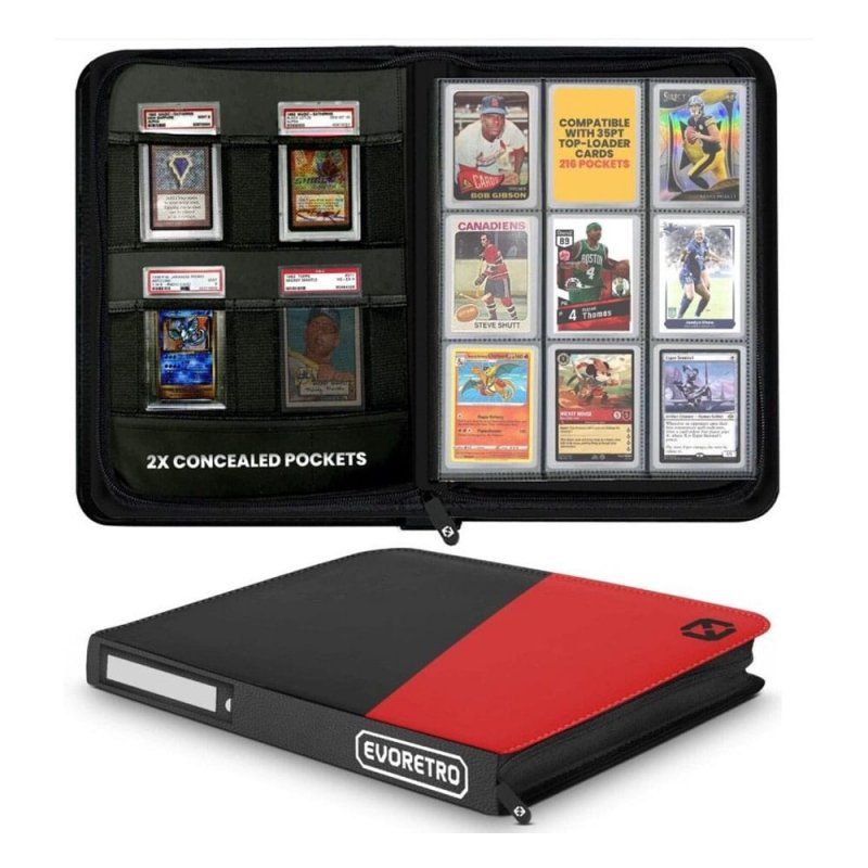 Evoretro Shield+ Toploader Cards Binder 216 Cards Black/Red PORTA TOPLOADER
