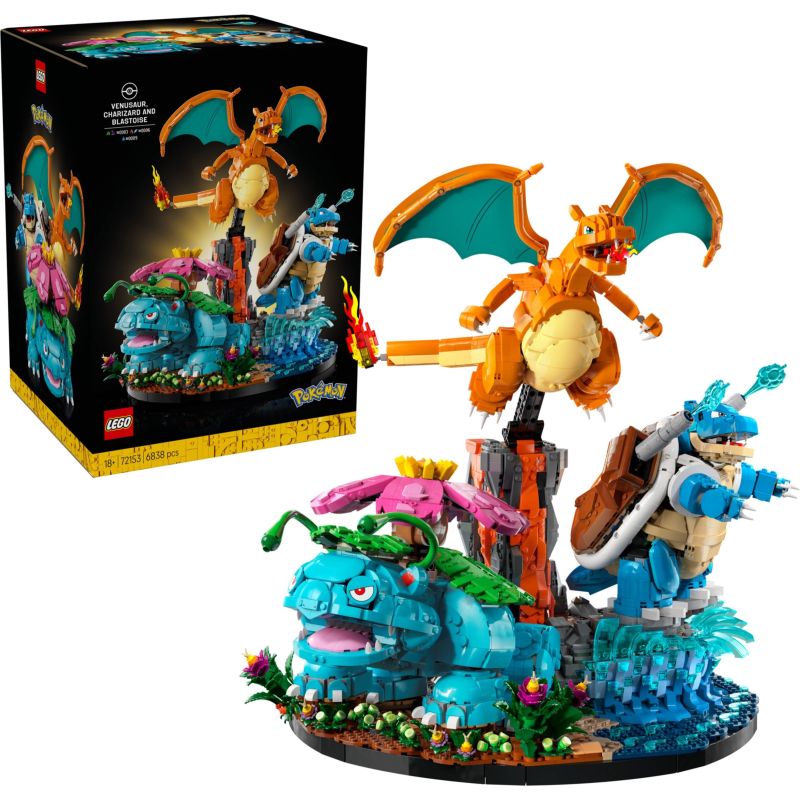 LEGO 72153 POKEMON Venusaur, Charizard e Blastoise