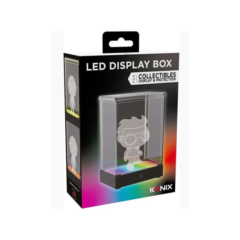 KONIX - LED Display Box ILLUMINATA PER FIGURE - Compatibile con Funko Pop, Banpresto Qposket, Lower Figures 9 x 9 x 14 cm - RGB