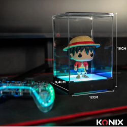 KONIX - LED Display Box ILLUMINATA PER FIGURE - Compatibile con Funko Pop, Banpresto Qposket, Lower Figures 9 x 9 x 14 cm - RGB