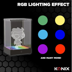 KONIX - LED Display Box ILLUMINATA PER FIGURE - Compatibile con Funko Pop, Banpresto Qposket, Lower Figures 9 x 9 x 14 cm - RGB