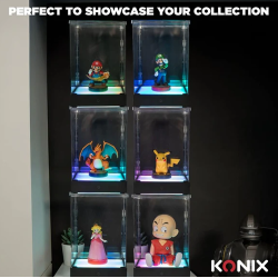 KONIX - LED Display Box ILLUMINATA PER FIGURE - Compatibile con Funko Pop, Banpresto Qposket, Lower Figures 9 x 9 x 14 cm - RGB