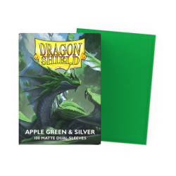AT-15073 DRAGON SHIELD 100 BUSTINE STANDARD - MATTE DUAL SLEEVES GREEN & SILVER