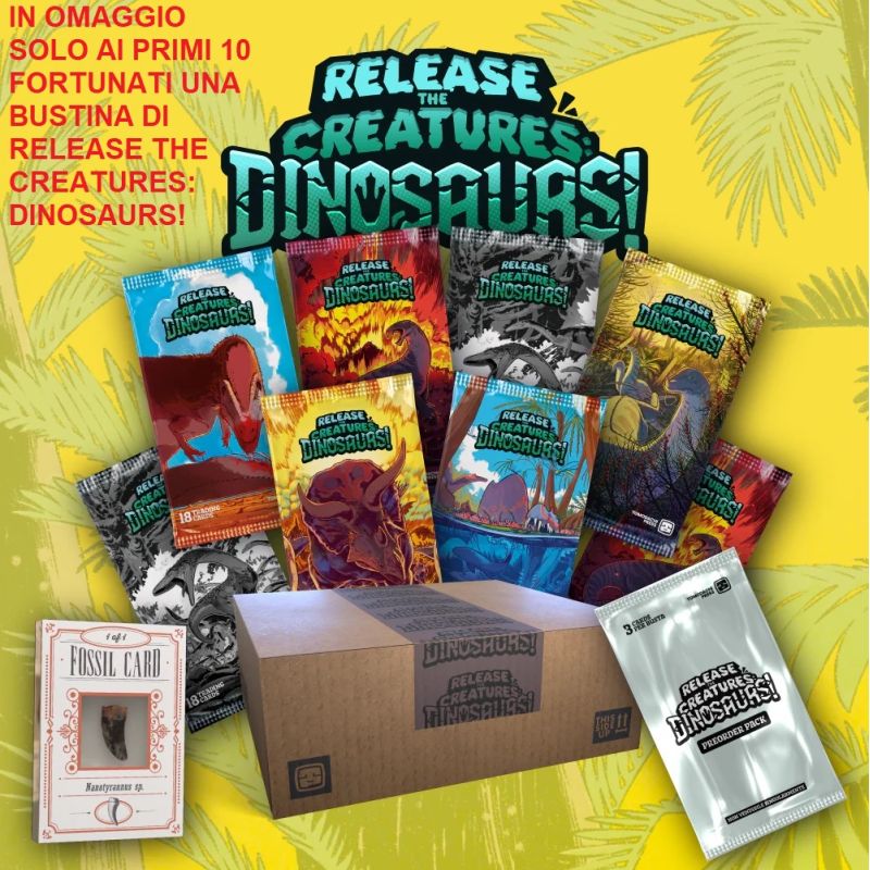 Release The Creatures: DINOSAURS! BOX 8 BUSTE BY DARIO MOCCIA 144 CARTE TOMODACHI PRESS + OMAGGIO