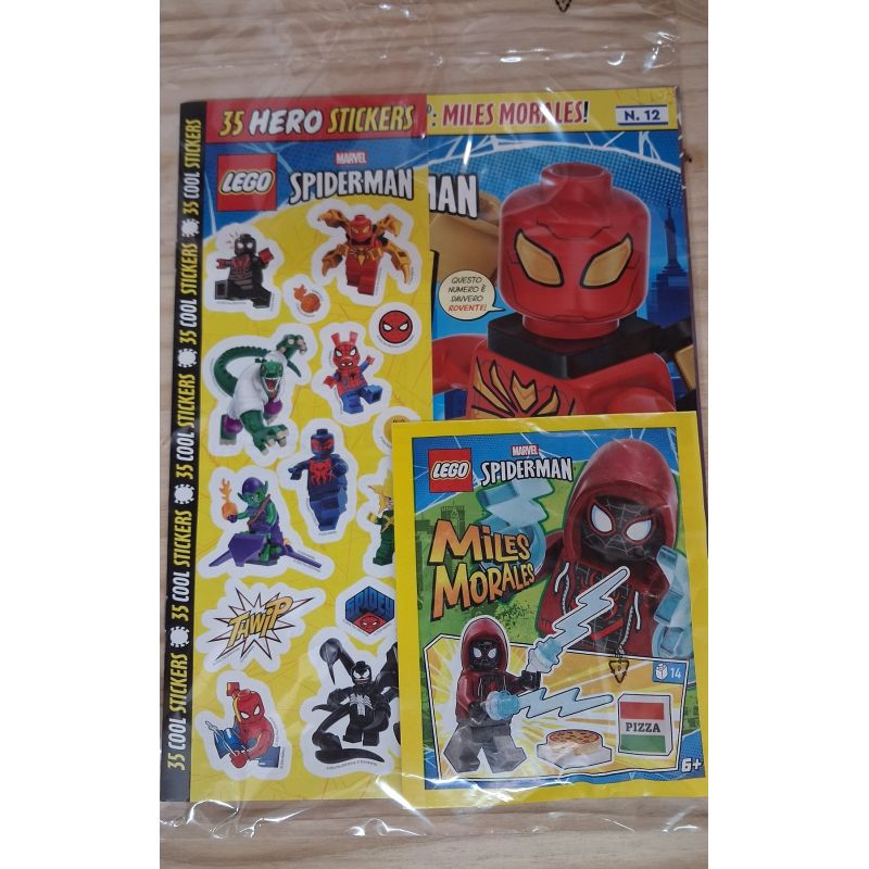 LEGO SPIDER-MAN N. 12 - MILES MORALES + PIZZA+ 35 STICKERS BLUE OCEAN